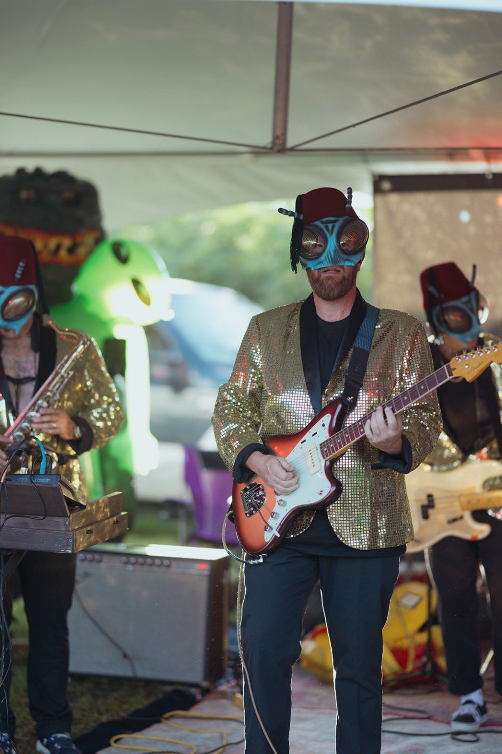 The Sci-Flies guitarist performing live